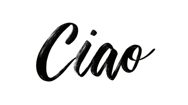 The word "Ciao" in stylish handwritten script typography, isolated on a white background