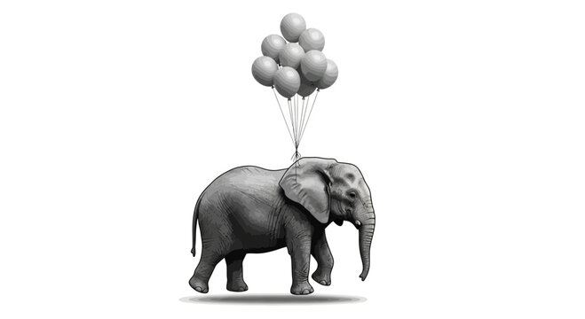 Elephant Floating with Balloons Conceptual Art