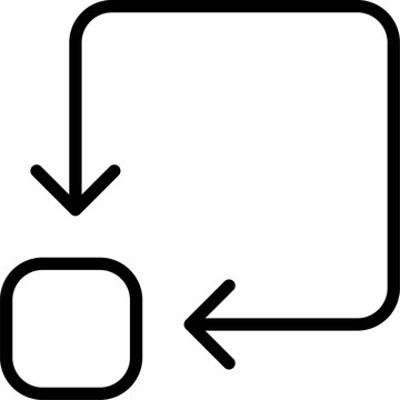 Vector icon of a square shape with arrows indicating a shrinking or resizing process, representing minimization or reduction. editable stroke
