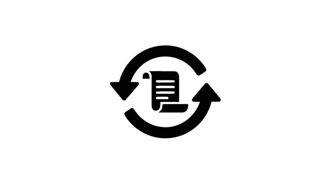 Vector illustration of document refresh icon, content update, file synchronization symbol on a transparent background