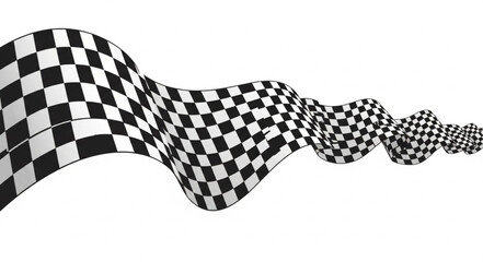 Wavy Checkered Flag Pattern Isolated on White Background. © Box