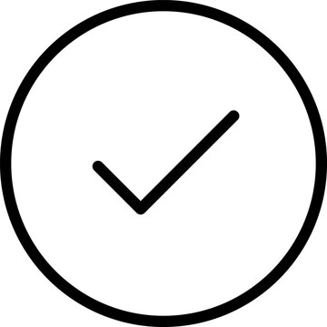 Check mark icon in a circle vector illustration of a tick symbol. editable stroke