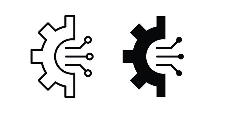 advanced technology icon design. Black outline pictogram