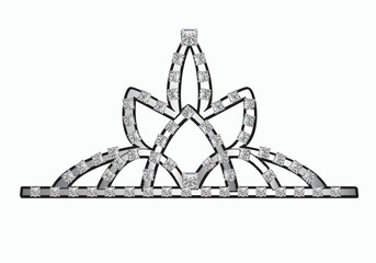 Crystal tiara crown technical flat sketch vector mockup illustration. © Clothing Design