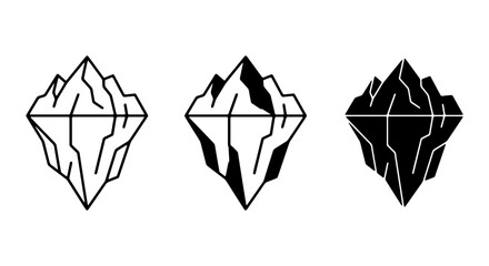 Iceberg Icons Set, Arctic Landscape Symbols, Frozen Mountain Vector Graphics, Cold Climate Concepts © Farzana