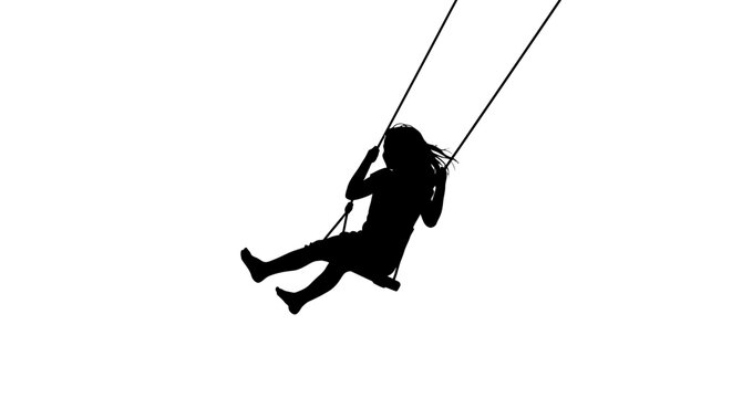 child swinging on a swing set joyful movement in black silhouette high quality professional detailed modern elegant