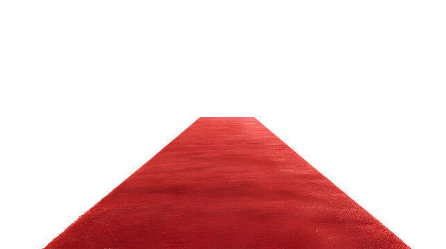 Red carpet pathway isolated on transparent background for events and premieres ai generated image