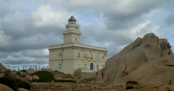 The lighthouse of Capo Testa in Sardinia, Italy.