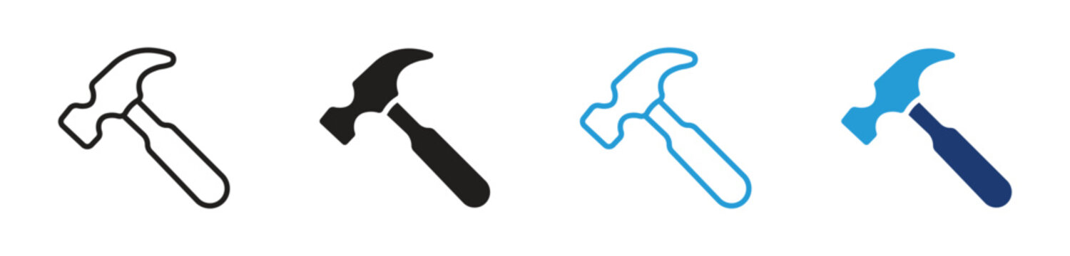 hammer icon set , for construction and DIY projects ,  vector illustration . 