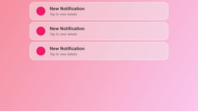 Modern Smartphone App New Notification Alerts Animation on Soft Pink Gradient Background Social Media Mobile UI Concept