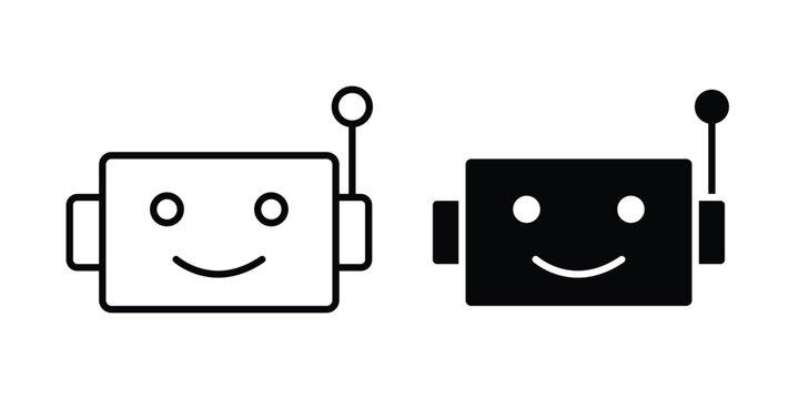 Bot icon design. Black outline pictogram
