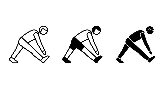 Fitness Icons: Three Styles of Hamstring Stretch Vector Graphics for Health & Wellness