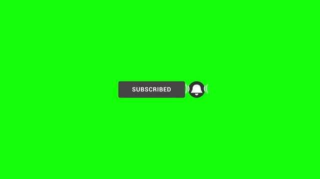 Animated Subscribe Button and Notification Bell Ringing Green Screen Overlay