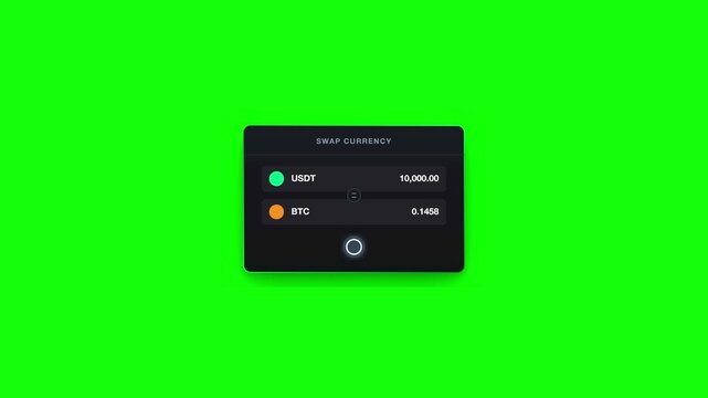 Cryptocurrency Wallet UI Element Popup Green Screen Overlay