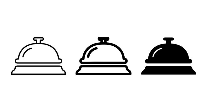 Hotel Service Bell Icons, Reception Desk Call Button, Vintage Concierge Service