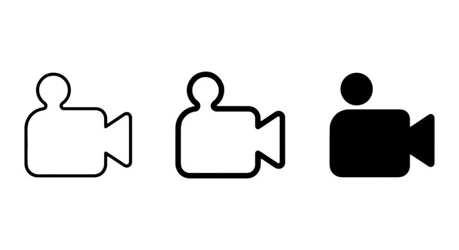 Video Camera Icons Set, Film Reel Symbol, Movie Production Graphics, Vector Collection