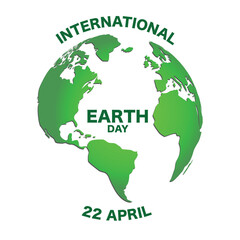 Fototapeta premium Modern Earth Day vector poster featuring a 3D globe and typography in English. A professional graphic design perfect for celebrating International Earth Day on April 22nd.