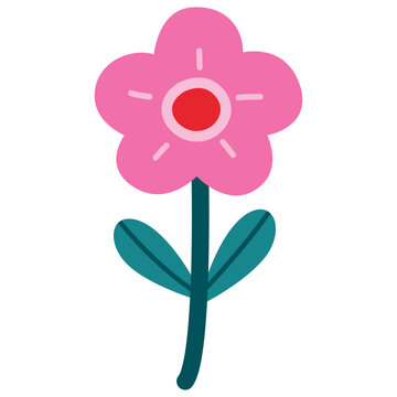 Cute cartoon pink flower cip art illustration