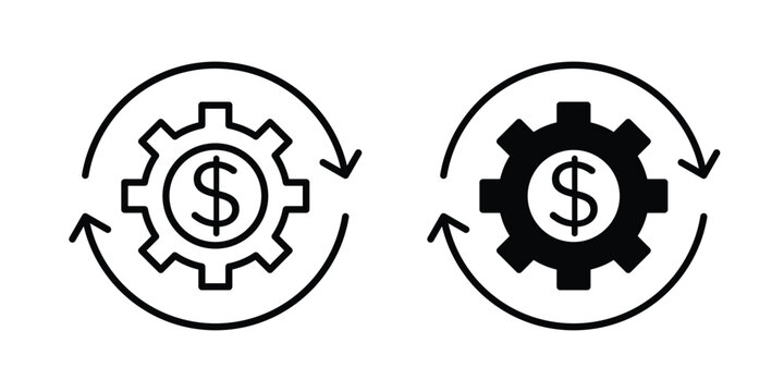 Cost optimization icon design. Black outline pictogram