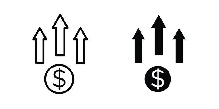 Cost increase icon design. Black outline pictogram
