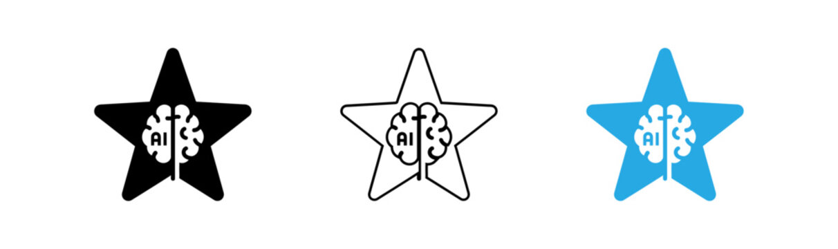 Ais star logo variations solid outline and filled blue designs