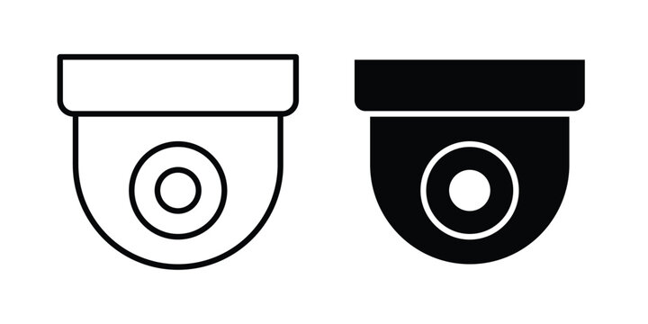 Dome cctv camera icon design. Black outline pictogram