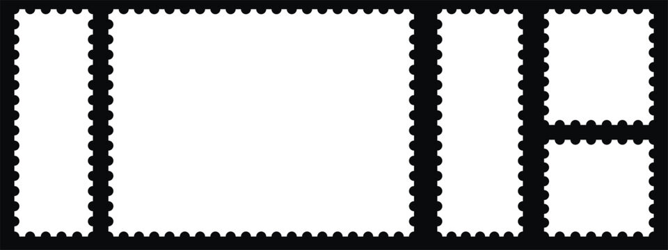 Postage stamp set. Postage stamp icons and frames vector. Mockup postage stamps. white postage stamp.