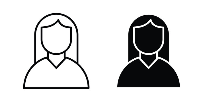 female icon design. Black outline pictogram