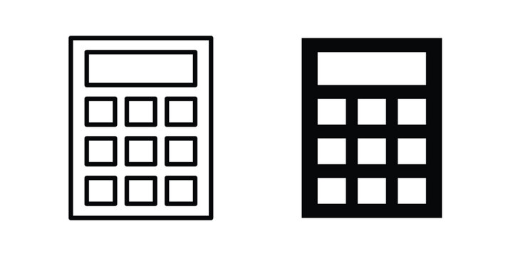 finance calculator icon design. Black outline pictogram