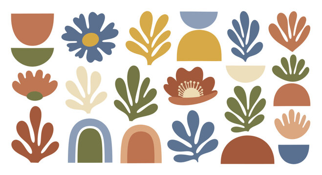 Abstract Boho Botanical Elements and Geometric Shapes Collection.