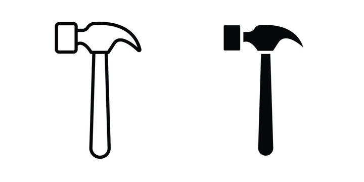 Hammer icon design. Black outline pictogram