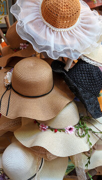 Beautiful collection of various women straw sun hats