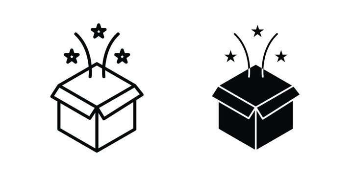 Magic box icon design. Black outline pictogram