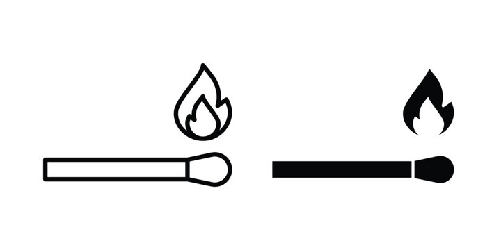 matchstick icon design. Black outline pictogram