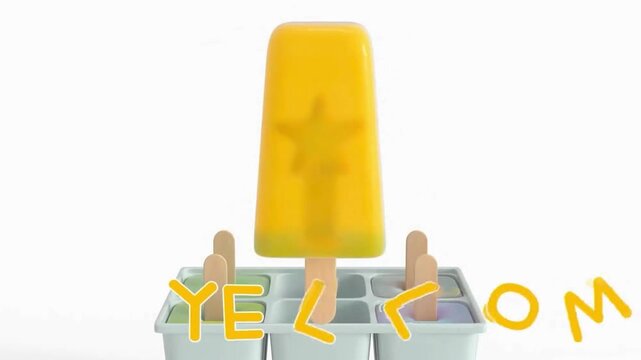 3D Animated Yellow Popsicle Morphing into Cartoon Starfish for Kids Learning