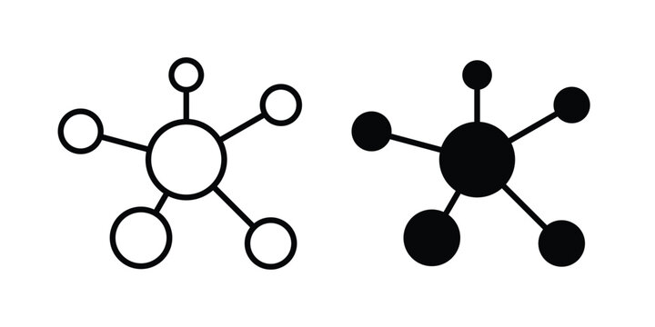 Molecule icon design. Black outline pictogram