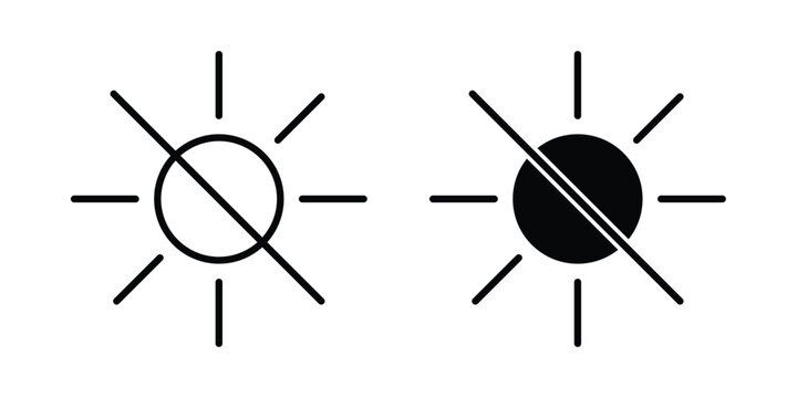 No sun icon design. Black outline pictogram