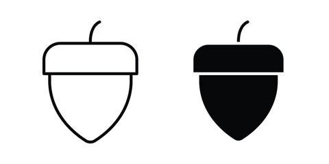 Oak nut icon design. Black outline pictogram © Zandra