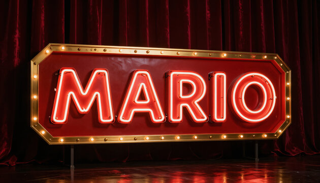 Mario Neonreklame mit Gl&uuml;hbirnen