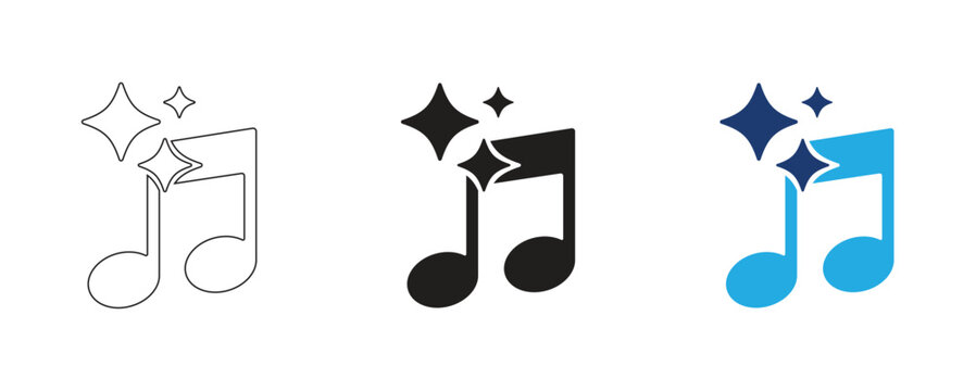 Sparkle Music Note Icon Set vector illustration