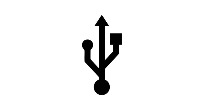 Vector illustration of usb icon symbol, universal serial bus connection sign on a transparent background