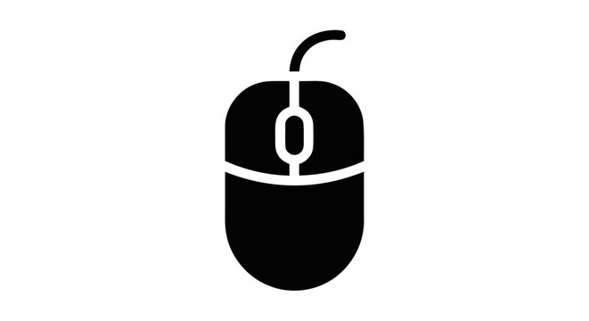 Vector illustration of computer mouse icon, simple flat style on a transparent background