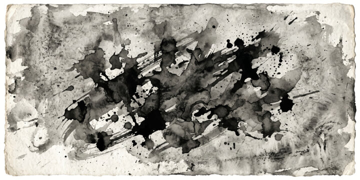 Abstract black and white grunge background featuring a weathered wall texture with icy winter patterns and dirty paint strokes for an old paper landscape design