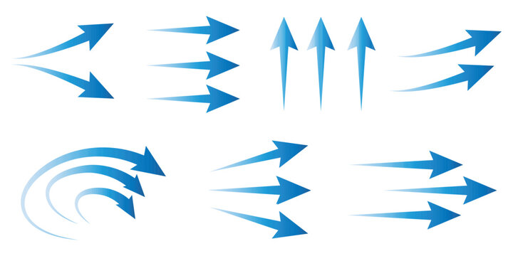 Set of blue arrow showing air flow isolated on white background - vector eps 10.