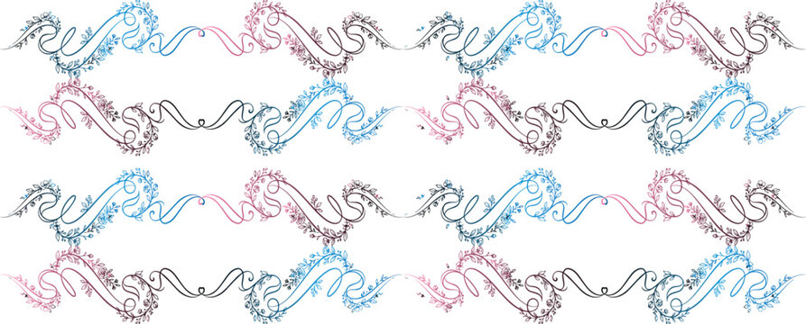 Symmetrical Asian Dragon Repeating Pattern with Pastel Blue and Pink Gradients for Textile Design and Creative Backgrounds