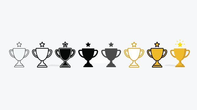 Trophy icon set. award cup, winner prize icons - achievement symbol - champion cup gold trophy star icon set. reward icons, success win icons set