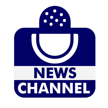 News Channel Microphone Icon for Media and Journalism, Professional Broadcasting and News Media Vector Logo