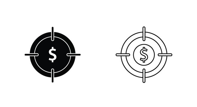 dollar target icon set financial goal symbols