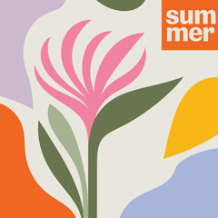 Fototapeta premium Hello Summer Abstract Minimalist Poster Background