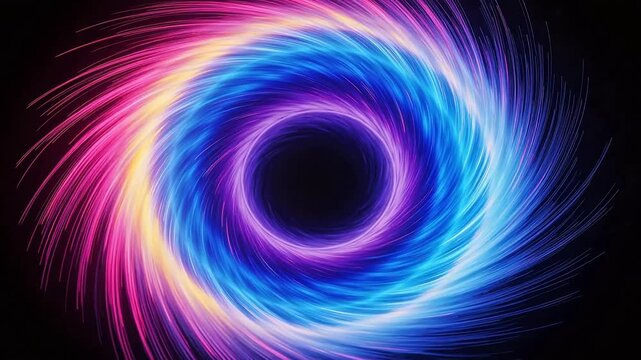 Colorful spiral light effect with black vortex